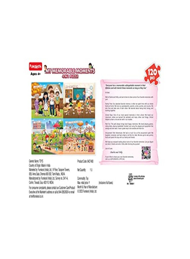 فنسكول لعبة تركيب الصور "لحظاتي التي لا تُنسى" من فان سكول، 4 في 1، للأطفال، 120 قطعة، تعليمية، تنمية المهارات، لعبة مسلية للأطفال، هدية مثالية للأطفال من عمر 4 سنوات فما فوق. - Image 3